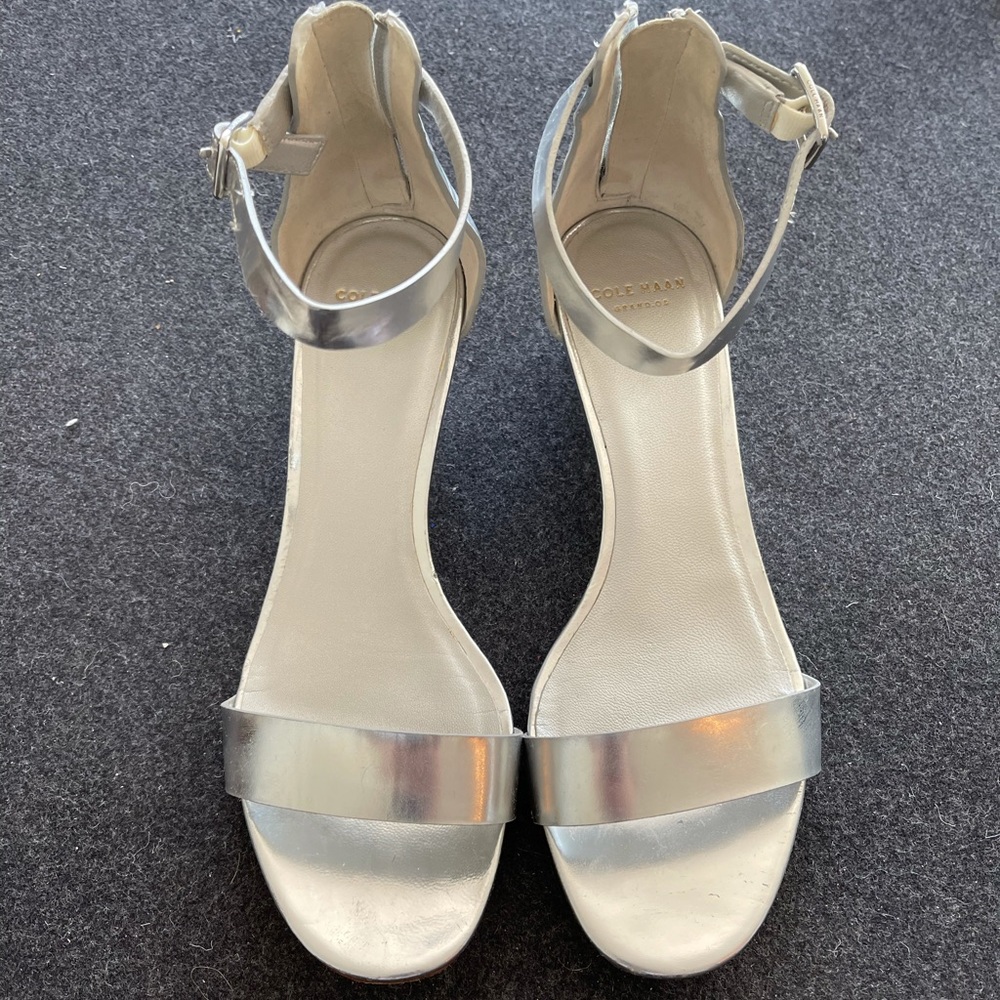 Cole Haan zip up ankle wedge sandals size 6.5